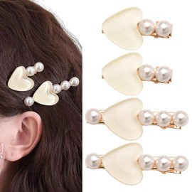Small Hair Clip Accessories for Women Side Clips for Girls Hair Decorative Barrettes for Thick Thin Fine Hair Mini Heart Pearl Hairclip Party Favors for Girls Festive Hairclip Performance Hairclips
