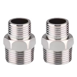 2PCS 304 Shower Hose Connectors Male to Female Threaded Connector Accessories Reducing Nipple Shower Connector Reducing Nipple Shower Adapter Water Pipe Plumbing Fittings