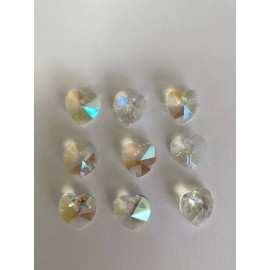 12MM GLASS CRYSTAL AB HEART PENDANT *BEAUTIFUL* (72 PCS)