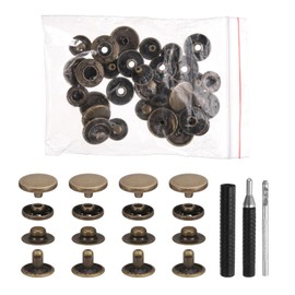 HARFINGTON 50 Set Leather Snap Fasteners Kit 15mm Metal Snap Button Press Studs Leather Rivets Snaps with 3 Setter Tools for Clothes Jackets Jeans Wears Bags, Bronze