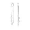 Sterling Silver CZ Pendant Chain Earrings Women's Earrings Tassel Tassel