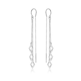 Sterling Silver CZ Pendant Chain Earrings Women's Earrings Tassel Tassel Raindrop Shape Long Earring