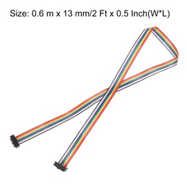 MECCANIXITY IDC Rainbow Wire Flat Ribbon Cable 2.54mm Pitch 10 Pin Connection Line FC Dual Female Black Connector for DIY Experiment 2 Ft Length 2 Pcs