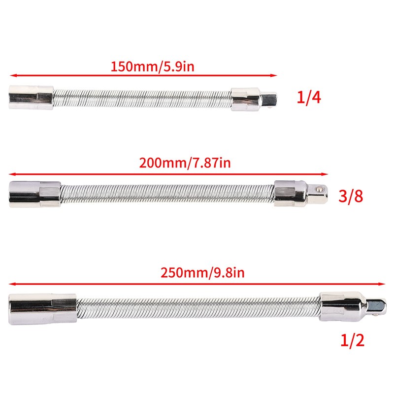 Carkio Flexible Socket Extension Bar Set, Socket Extension Cables 1/4"