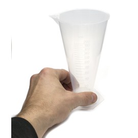 Conical Measure, 200ml - Polypropylene Plastic, Translucent - Pouring Spout - 10ml Raised Graduations - Hexagonal Base - Eisco Labs