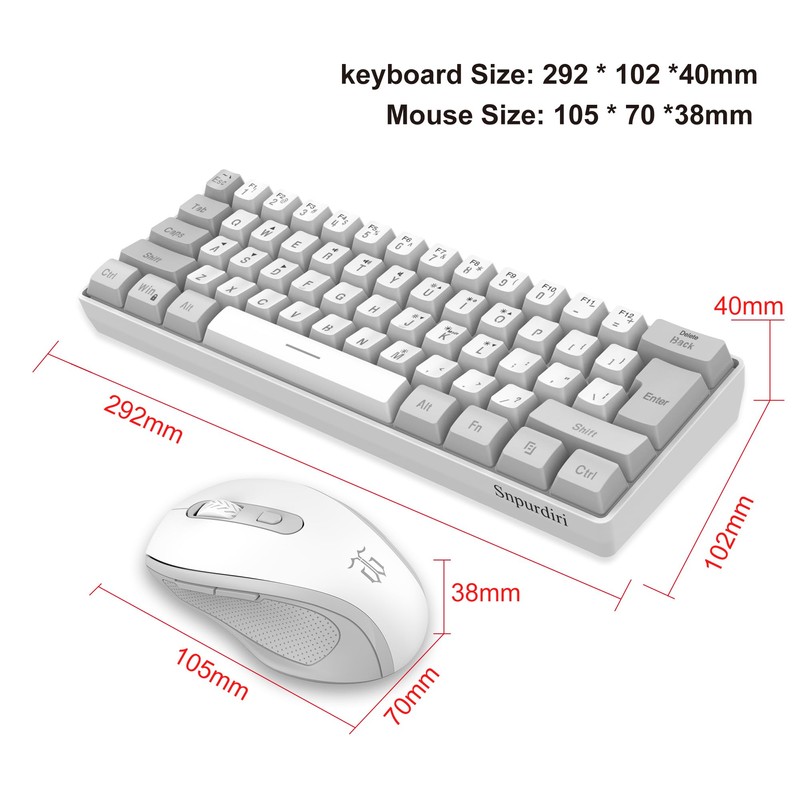 Snpurdiri 2.4G Wireless Gaming Keyboard and Mouse Combo, Include Mini