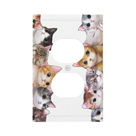 Tewujay Decorative Outlet Cover 1 Gang Lovely Kitten Cats Light Switch Cover Single Duplex Wall Plate Covers Switchplate Covers Electrical Faceplate for Farmhouse Home Decor