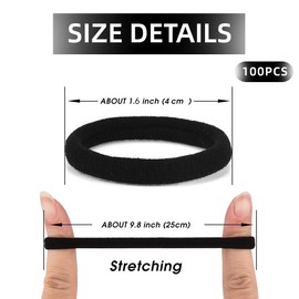 BZKSER Hair Bobbles for Women 4 cm - 100 Pieces Nylon Hair Bobbles No Damage for Thick Hair Seamless Soft Hair Bands Loose Hair Bobbles Ponytail Holder Headbands Stretch Hair Bands (Black)