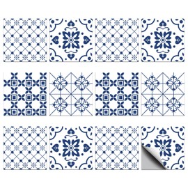 CHGCRAFT 36 Stück 4 Stil Fliesenaufkleber Spanischer Portugiesischer Stil Peel und Stick Wandfliesenaufkleber Wasserdicht selbstklebend für Küche Bad Wandkunst Dekor, 4×4 Zoll