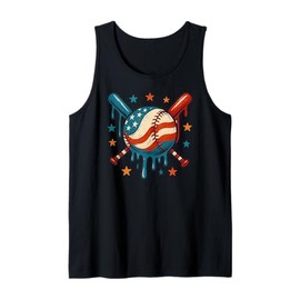 4th Of July Baseball Softball Drip Patriotic American Flag Tank Top