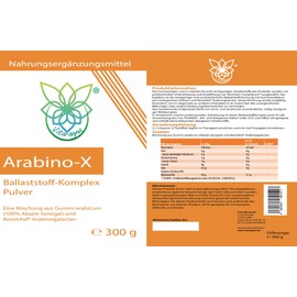 VITARAGNA Arabino-X Fibre Complex as Powder of ResistAid Arabinogalactan, Guar Gum and Gum Arabic (100% Acacia Senegal) - for Intestinal Flora and Intestinal Bacteria, 300 g, Low FODMAP
