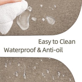 Oval Table Mats Set of 6, Faux Leather Placemats, Heat Resistant & Waterproof(Brown)