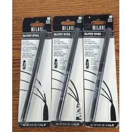 Milani 3 PCS NIP MILANI RETRACTABLE GLITTER EYELINER PENCIL #06 BLACK ROCKS .01oz EA