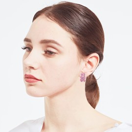 GBAHFY 8 Pcs Colorful Resin Gummy Bear Pendant Necklace Cute Transparent Rainbow Candy Color Bear Chain Necklaces Accessories Lovely Animal Punk Party Jewelry for Women Gifts (9 Piars Ear Studs)