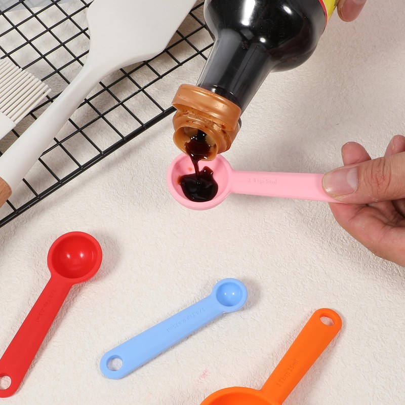 5 Pcs Silicone Measuring Spoons Cups Teaspoon Tablespoon with Hang