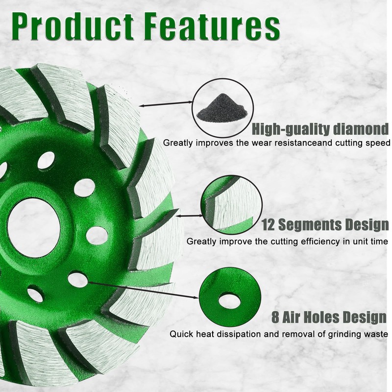 KY Retail 4 1/2 Inch Diamond Concrete Grinding Wheel 12-Segment