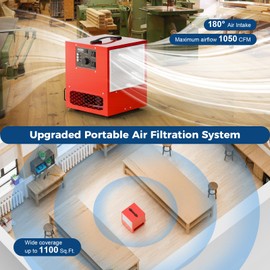 ALORAIR Portable Air Filtration System, 180° Air Intake (850/1050CFM) Tabletop Dust Collector for Woodworking with Strong Vortex Fan, Air Filter for Garage, Works Shop, Home, Purecare 1050