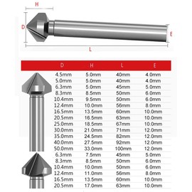 Chiloskit 90 Degrees Countersink Drill Bits Set, for Metal Wood 3 Flutes Industrial M2 High Speed Steel Countersink Set 5/8, 3/8, Bolt Deburring Tool DIY Tool (6.3mm/0.25inch)