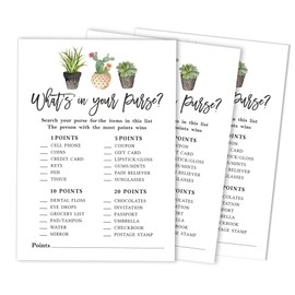 Inkdotpot 50-PackáCactus Taco'bout loveáWhats in Your Purse Bridal ShoweráGameáWedding Shower Bachelorette Party Bulk ActivityáGameáCards