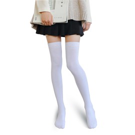 Overknee Stockings 80 cm Thigh Highs Extra Long, Warm High Thigh High Socks Suitable for Autumn and Winter, Breathable Knee Stockings Women's Overknee for Thigh Circumference of Less than 60 cm, White