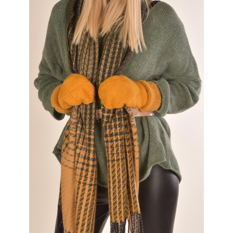 styleBREAKER 09010031 Women's Warm Winter Knitted Mittens, Gloves with Diamond