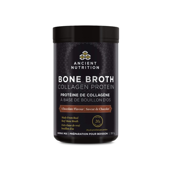 Ancient Nutrition Bone Broth Collagen Protein - Chocolate, Formulated by Dr. Josh Axe, Collagen Peptides, Supports Joints, Skin and Nails, Made without Added Sugar, Gluten & Dairy, 357 grams