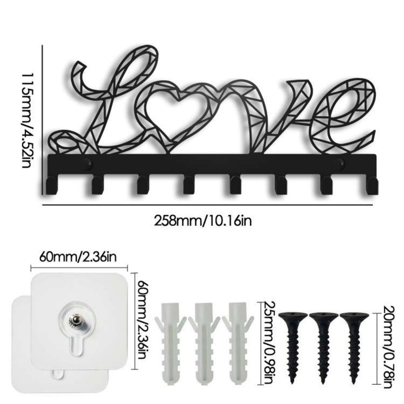 YXE Metal Key Holder Wall Mount, 8 Hooks, Key Organizer