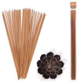 Incienso Inciensos Aromaticos Sándalo incienso línea inciensos para Buda incienso dormitorio casa aromaterapia desodorante desodorante incienso natural (Quemador de incienso+Incienso de sándalo)
