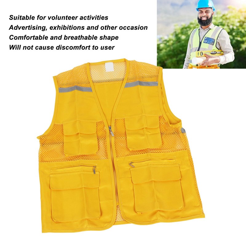 Chaleco de Voluntario Amarillo, Chaleco de Voluntario para Eventos, Ligero,