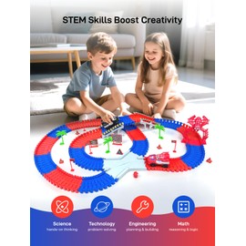 Spider Toys for Ages 5-7, Spider Race Track with 2 pcs Spider Cars Toys for 3 4 5 6 Year old Boys Girls DIY Flexible Tracks Playset Creative STEM Building Car Tracks for Kids Age 3-5 6-8 Birthday Gift