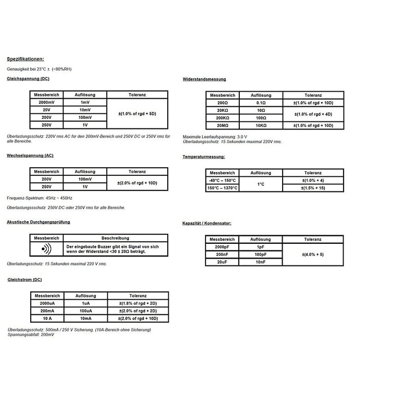 Digital Multimeter Voltmeter Voltage Tester Capacity Meter Temperature