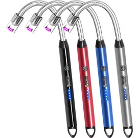 4 Pack Candle Lighter Electric Rechargeable Arc Windproof Lighters Flexible Neck Long Rotate 360 Plasma Lighter USB Flameless Lighters Candles Grill BBQ