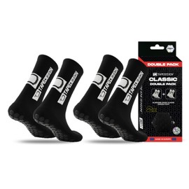 Tapedesign Classic Double Pack Grip Socks - 2 Pairs for Football & Sports - Non-Slip in Shoes - Maximum Grip for Training & Competition - Non-Slip Nubs - Football Socks for Men & Women