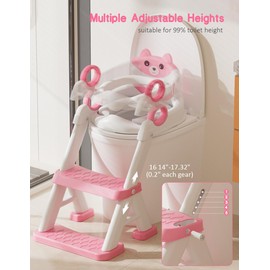 Potty Training Seat, Toddler Toilet Seat With Steps, 2 In 1 Toddler Potty Training Toilet With Splash Guard, Anti-Slip Step Stool Soft Mat, Adjust High Potty Seats For Toddlers Kids Boys Girls