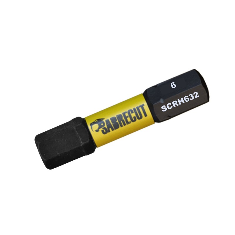 10 x SabreCut SCRH632_10 32mm H6 Hex Magnetic Impact Screwdriver