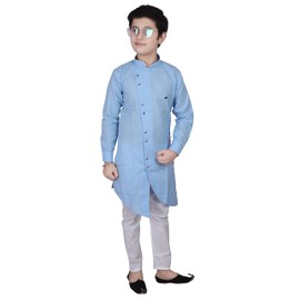 Pro-Ethic Style Developer Kurta india para niños | Ropa étnica para niños | Paquete de 1 (S-109), Azul (Sky Blue), 7-8 Años