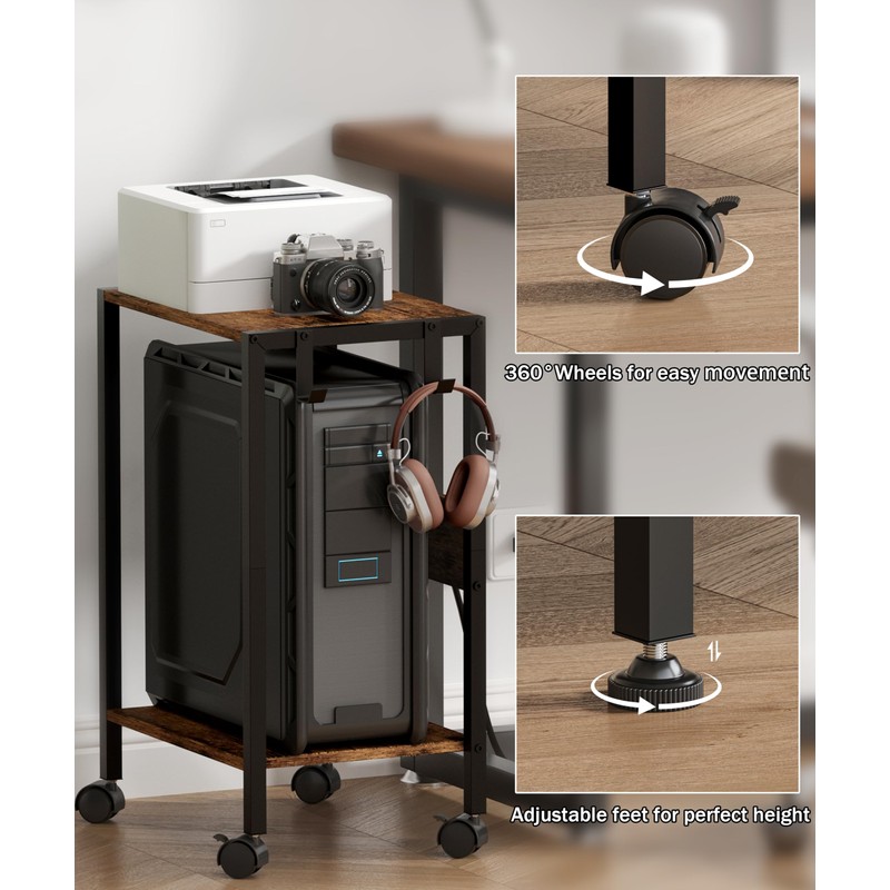 Akxomel 16.5" W Computer Tower Stand with Charging Station and