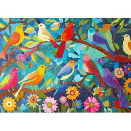Lucky Puzzles - Birds & Blooms - 1000 Piece Jigsaw Puzzle for Adults | Colorful Puzzle with Vibrant Garden Birds | Best New Challenging and Relaxing Puzzle