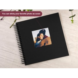 potricher 12 x 12 Inch Large DIY Scrapbook Photo Album 80 Pages Thick Kraft Blank Black Paper Memory Book for Wedding and Anniversary Family (Black, 12 Inch)