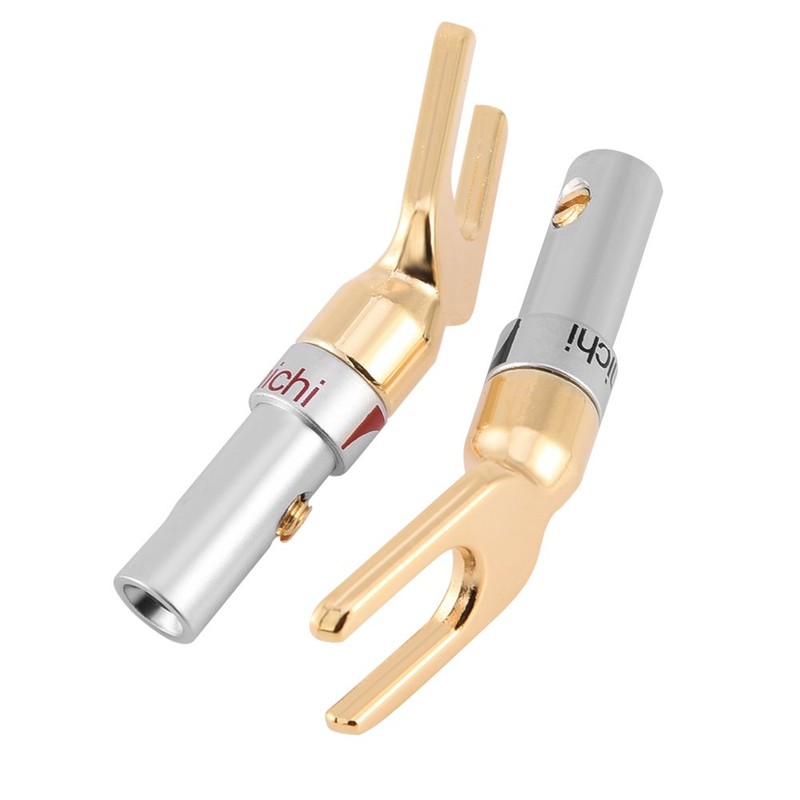 TOSUNY 6 Piece Gold Plated 4mm Y Plug Speaker Cable