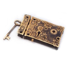 VAN DYKE'S RESTORERS Rim Locks, Ornate Door Rim Lock Set, 3 Inch, Brass