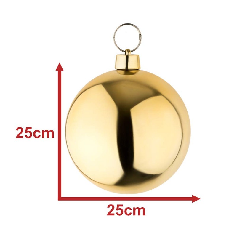 Your castle Large Christmas Baubles Gold Shiny 25 cm Diameter