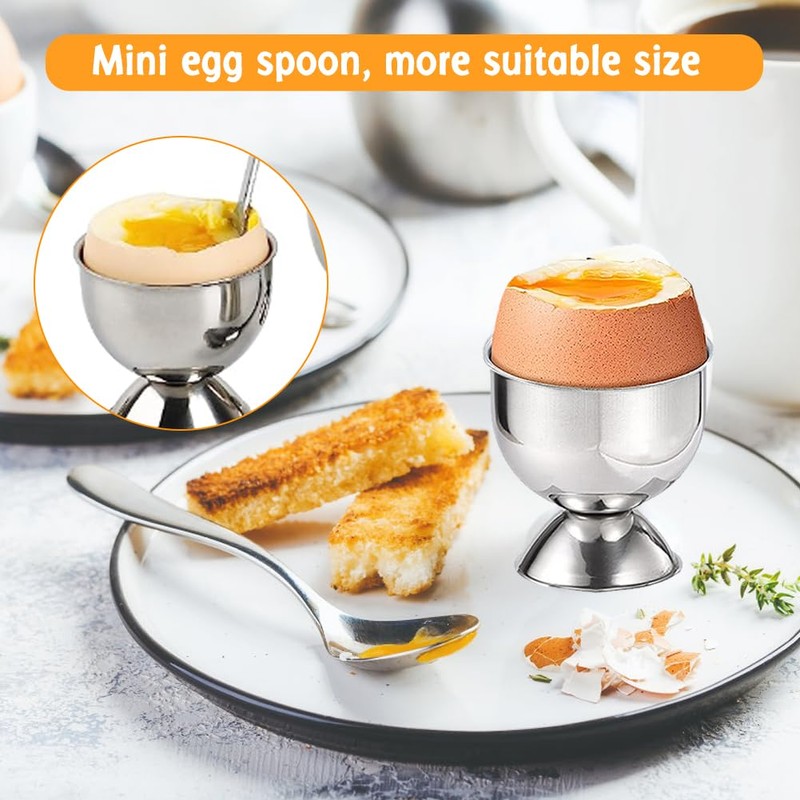 Egg Cup Set, 2 Pcs Stainless Steel Egg Cups with
