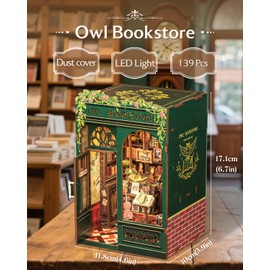 CUTEBEE Book Nook Kit, DIY Miniature House Kits for Adult and Teens, Dollhouse Mini Booknook House Bookshelf Decor, DIY Craft Gifts for Family and Friends（Owl Bookstore）