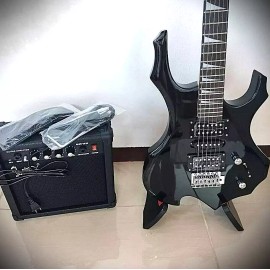 Glarry Full-Size Black Electric Guitar Starter Package with 20-watt Amp and Accessories