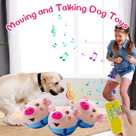 LAIAMER Interactive Plush Dog Toys, Interactive Puppy Toy Bouncing Rolling Dog Ball Remote Control Dog Toy with Music, Self Moving Pet Toy for Small/Medium/Large Bored Dog to Keep Them Busy(Blue Pig)
