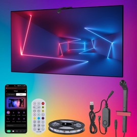 Diyife Tira LED TV con Cámara 4M Recortable, Sensor AR Sincronización Automática de Color y Música, Control por Mando y APP Bluetooth, Ideal para TVs de 55-65 Pulgadas, PCs y Decoración