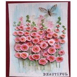 Spring Hollyhocks Flower Metal Die Cuts, Hollyhocks Flower Cutting Dies Cut Stencils Card Paper Craft DIY Template Metal Cutting Dies Album Embossing Paper Dies for Card Making Scrapbooking