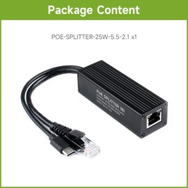 Waveshare Industrial Gigabit PoE Splitter, 5V 5A Type-C Output Port, Onboard MPS Control Chip