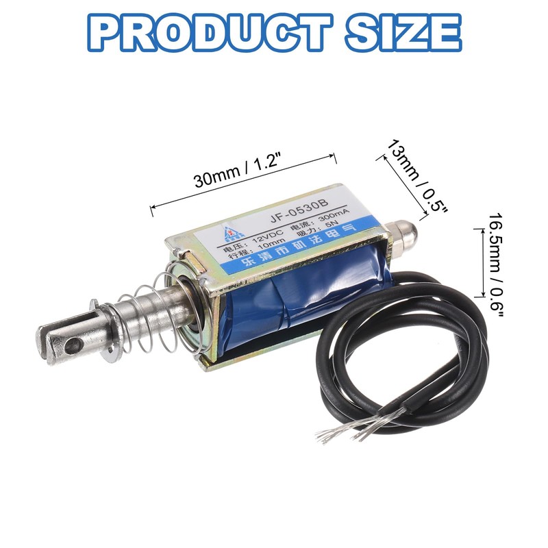 sourcing map DC 12V 0.3A Solenoid Electromagnet Push Pull Type